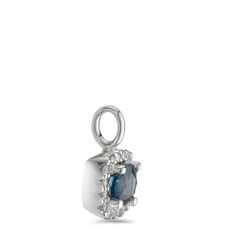 Anhänger 750/18 K Weissgold Saphir blau, Diamant weiss, 0.07 ct, 12 Steine, w-si Ø6.5 mm