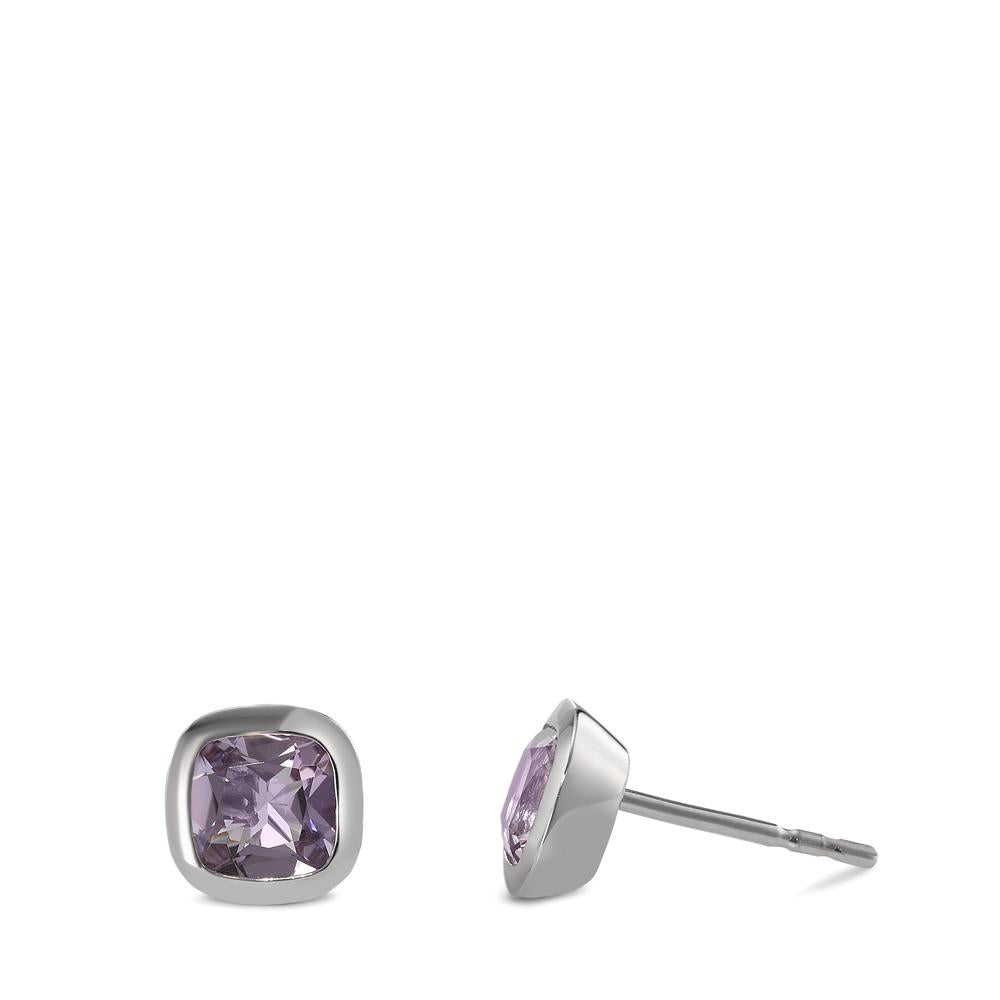 Ohrstecker 750/18 K Weissgold Amethyst 2 Steine Ø7 mm