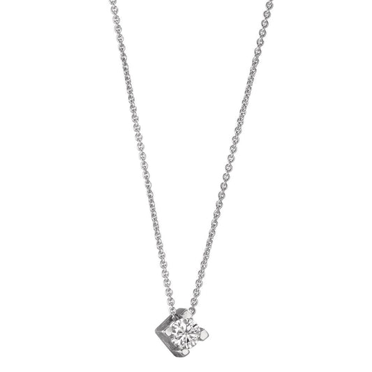 Collier Or blanc 18K Diamant 0.10 ct, w-si 40-42 cm