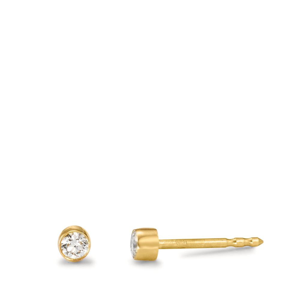 Ohrstecker 750/18 K Gelbgold Diamant 0.12 ct, 2 Steine, w-si Ø3 mm