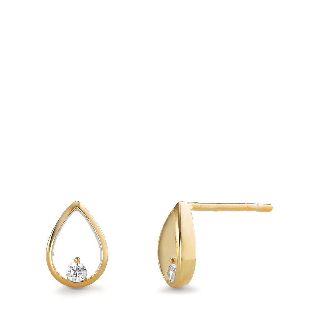 Stud earrings 9k Yellow Gold Zirconia 2 Stones