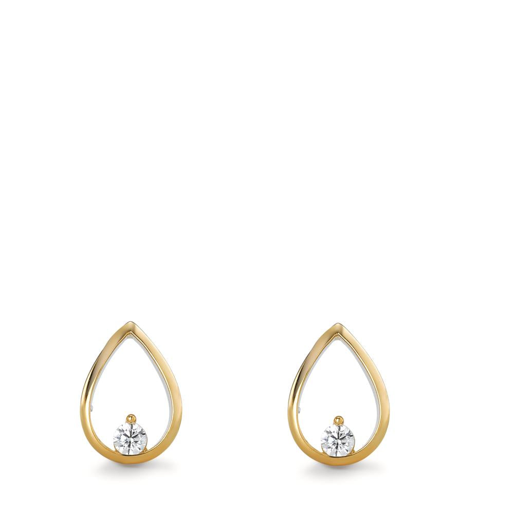 Stud earrings 9k Yellow Gold Zirconia 2 Stones