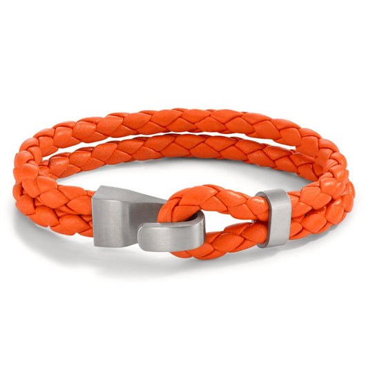 Lederarmband VADINO Orange, Knebelverschluss aus Edelstahl