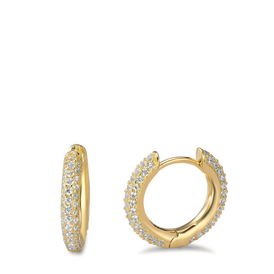 Hinged hoop Silver Zirconia Yellow Gold plated