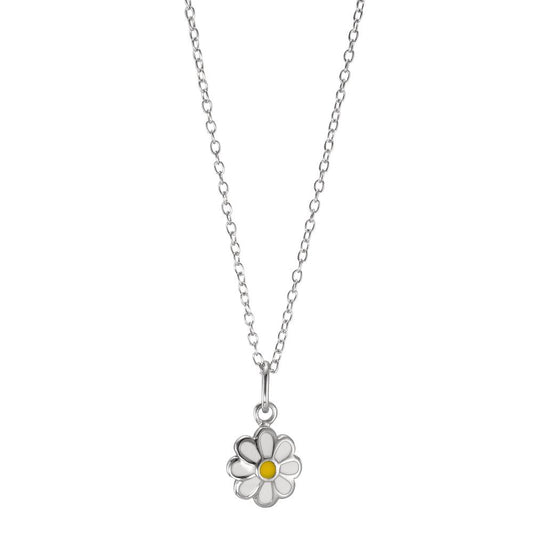 Halskette mit Anhänger Silber rhodiniert Blume verstellbar