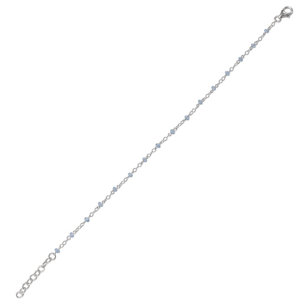 Bracelet Argent Zircone bleu clair, 16 Pierres Rhodié 17.5-19.5 cm