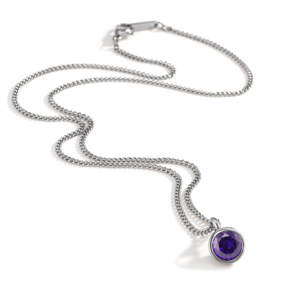 Chaînette avec pendentif Acier inoxydable Zircone violet 42 cm Ø9.5 mm