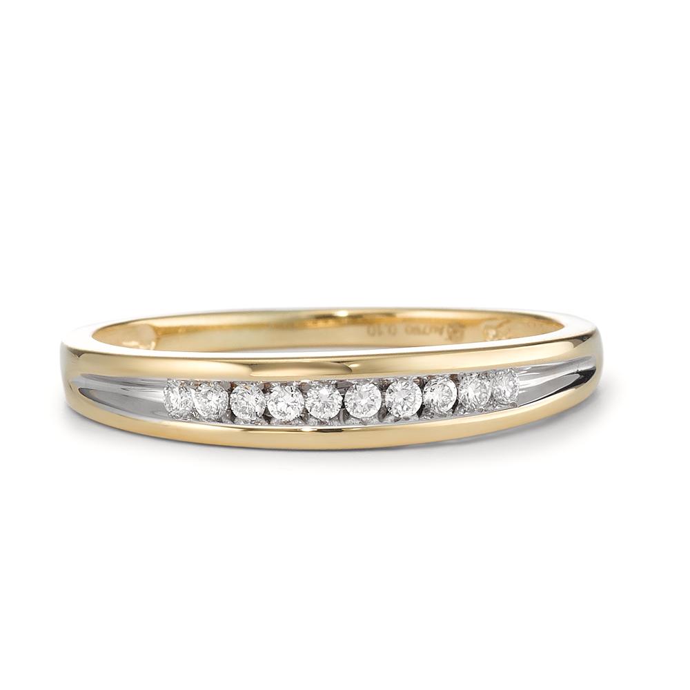 Fingerring 750/18 K Gelbgold Diamant 0.10 ct, 10 Steine, w-si