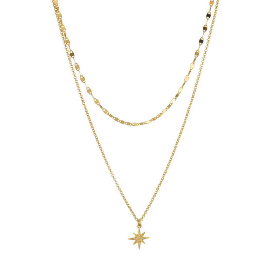 Collar Plata Circonita Amarillo Dorado estrella 40-46 cm