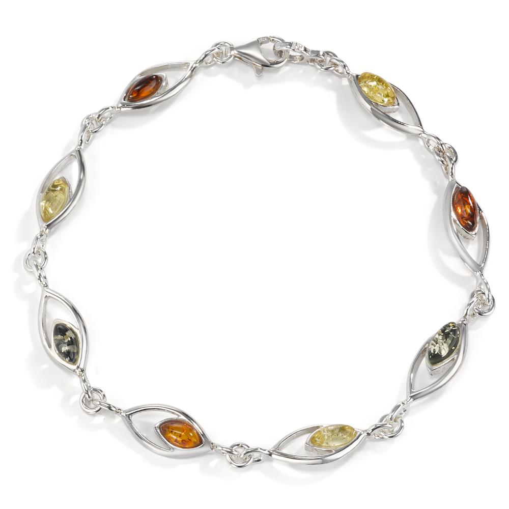 Armband Silber Bernstein 8 Steine rhodiniert