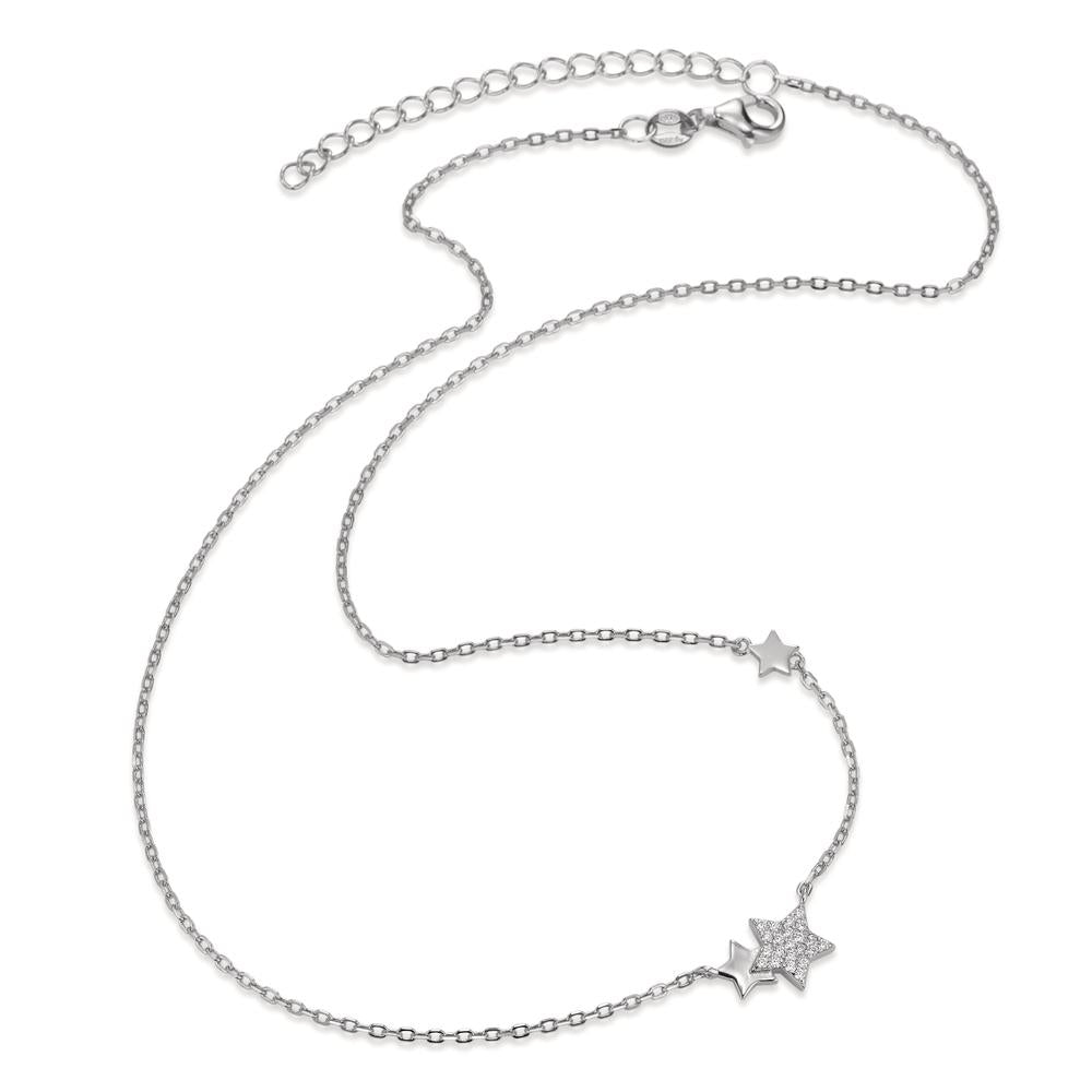 Collar Plata Circonita Rodio plateado estrella 40-45 cm