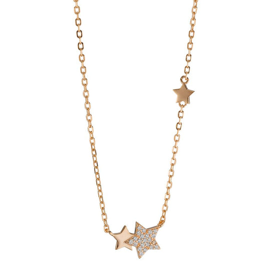 Collar Plata Circonita Rosa Dorado estrella 40-45 cm
