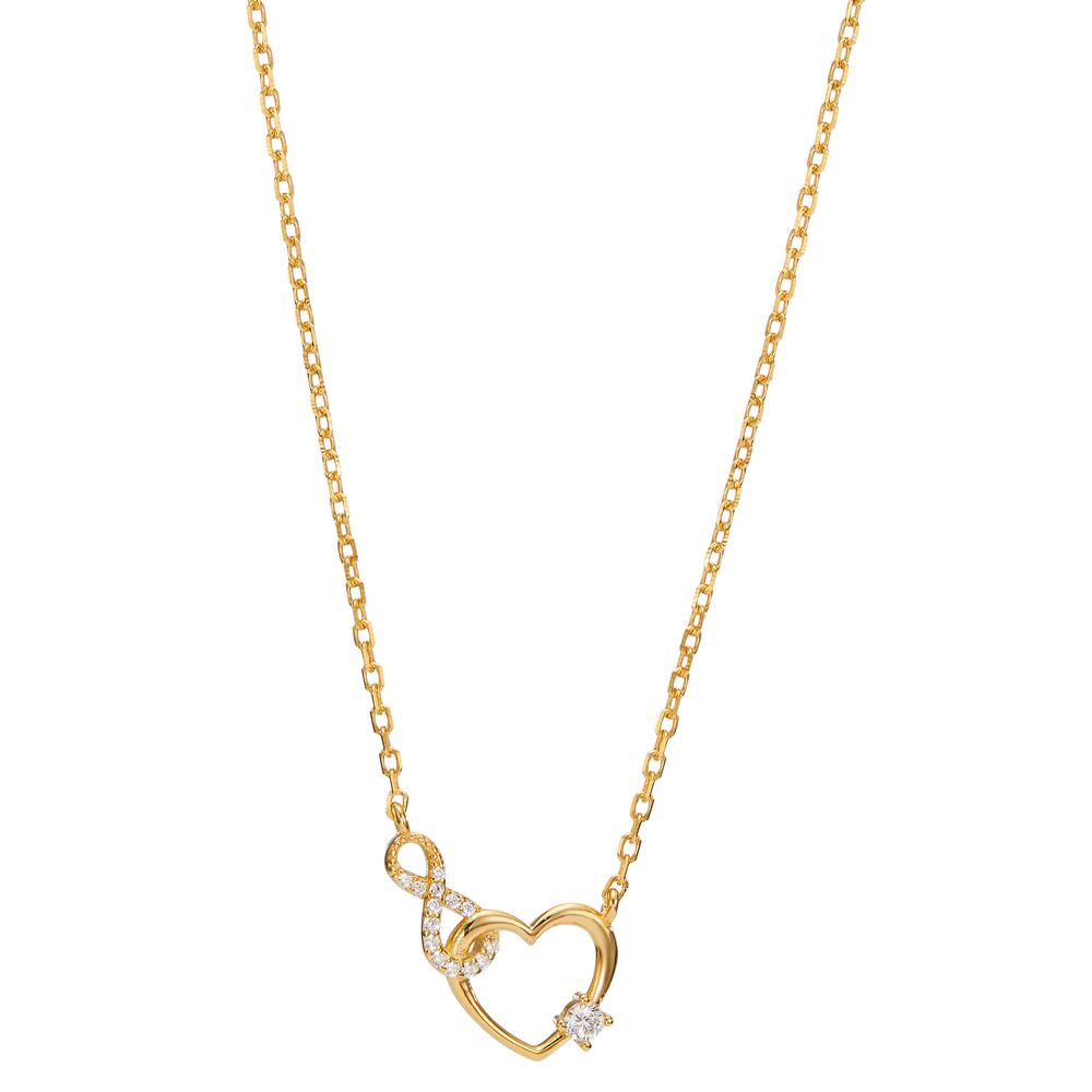 Necklace Silver Zirconia Yellow Gold plated Heart 40-45 cm