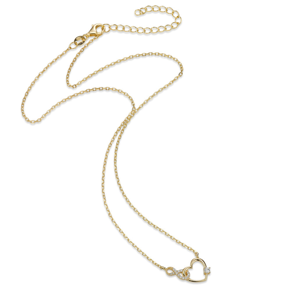 Necklace Silver Zirconia Yellow Gold plated Heart 40-45 cm