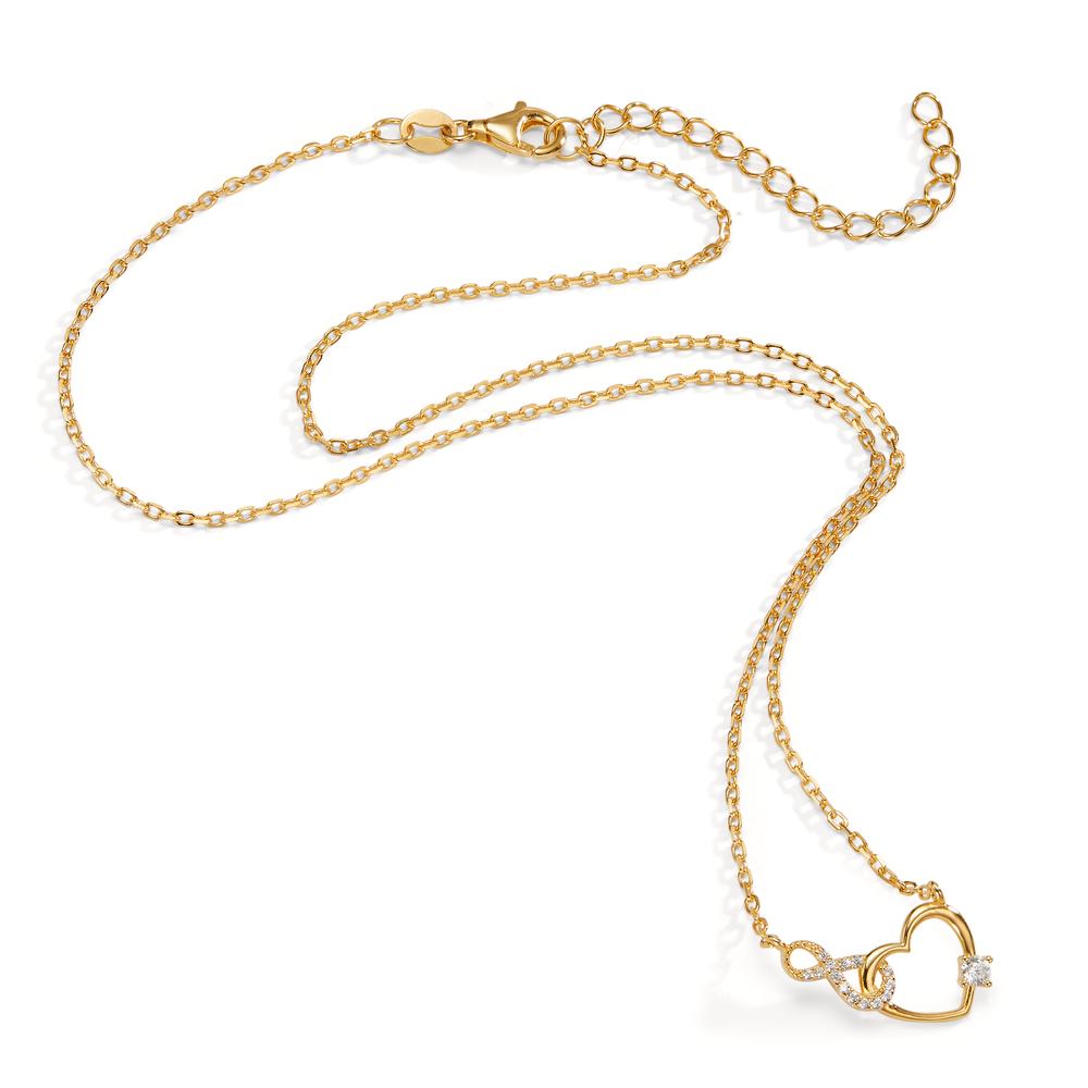 Necklace Silver Zirconia Yellow Gold plated Heart 40-45 cm