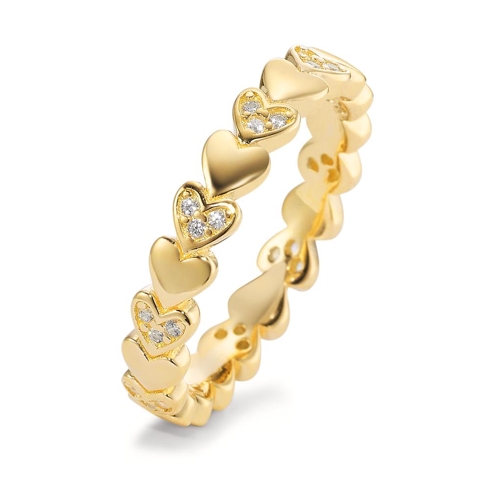 Ring Silver Zirconia Yellow Gold plated Heart