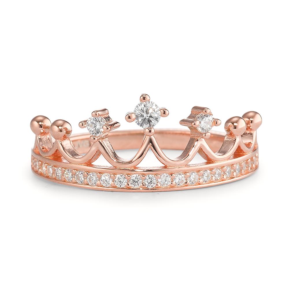 Bague Argent Zircone rosé Plaqué or Couronne