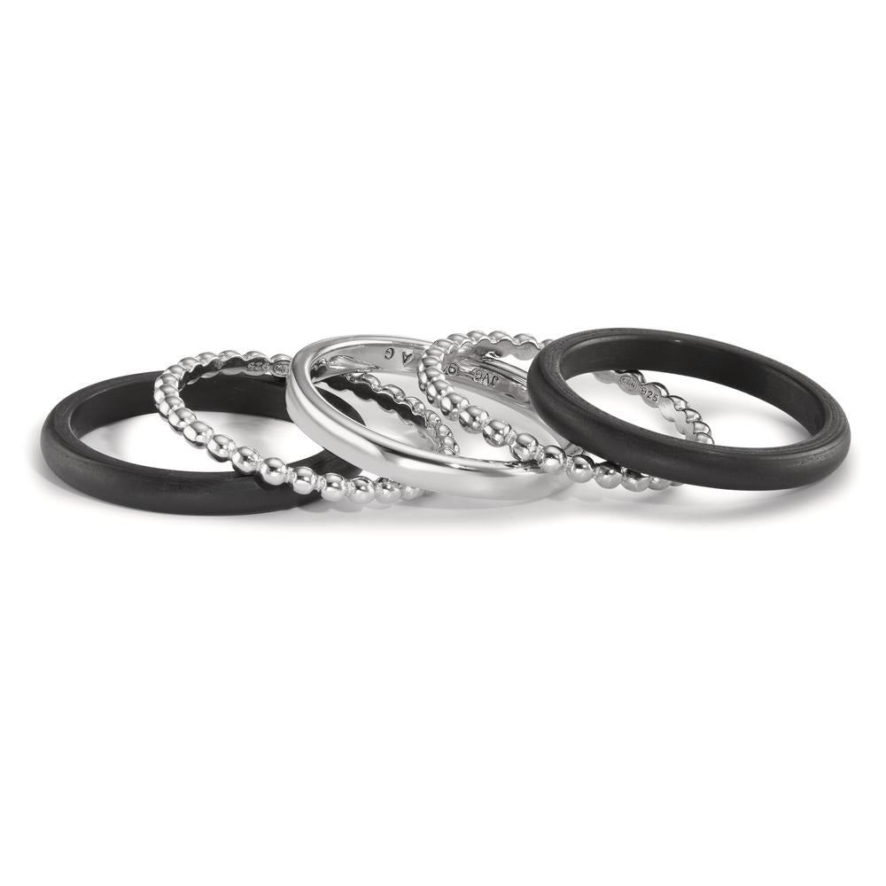 Stacking ring Silver Rhodium plated