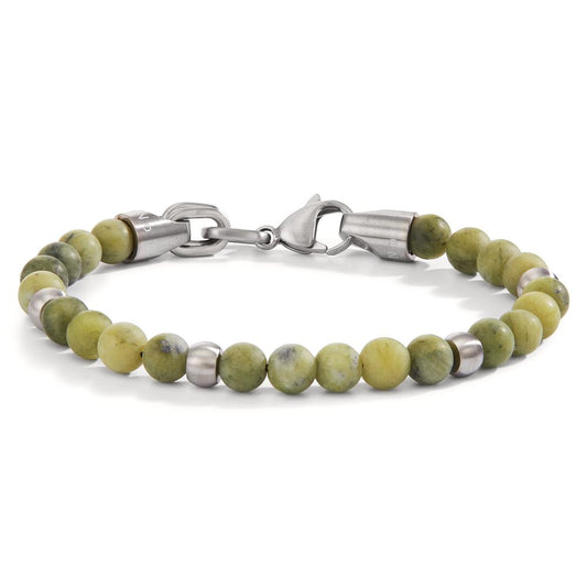 Armband ERA aus natürlichen Jade Perlen mit Edelstahl, 21 cm Ø6.5 mm