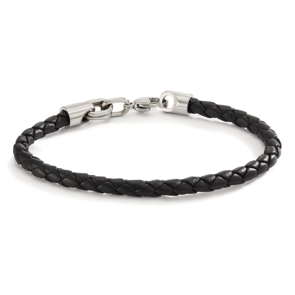 Armband Trill aus Edelstahl und Leder Ø 5 mm, 21 cm