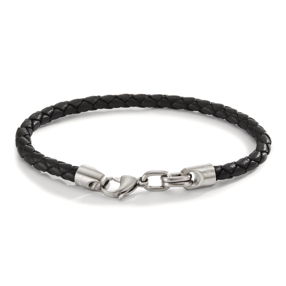 Armband Trill aus Edelstahl und Leder Ø 5 mm, 21 cm