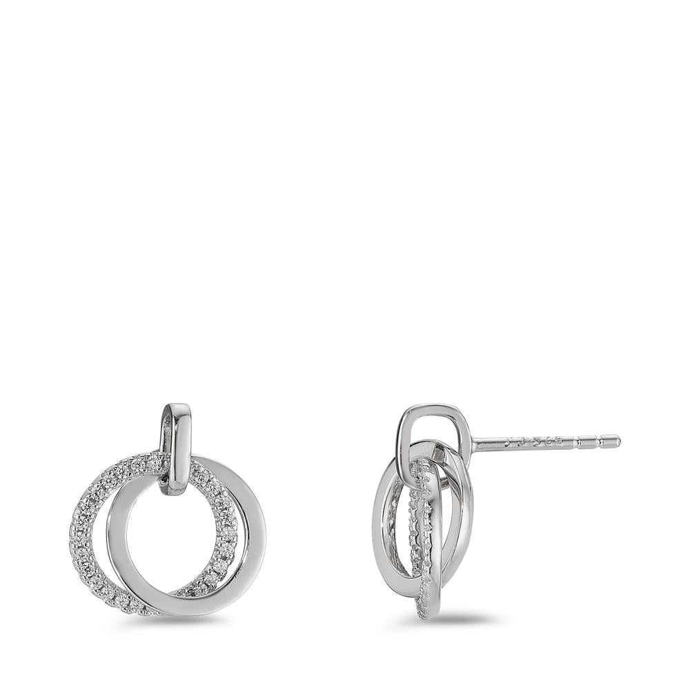 Drop Earrings Silver Zirconia Rhodium plated Ø10 mm