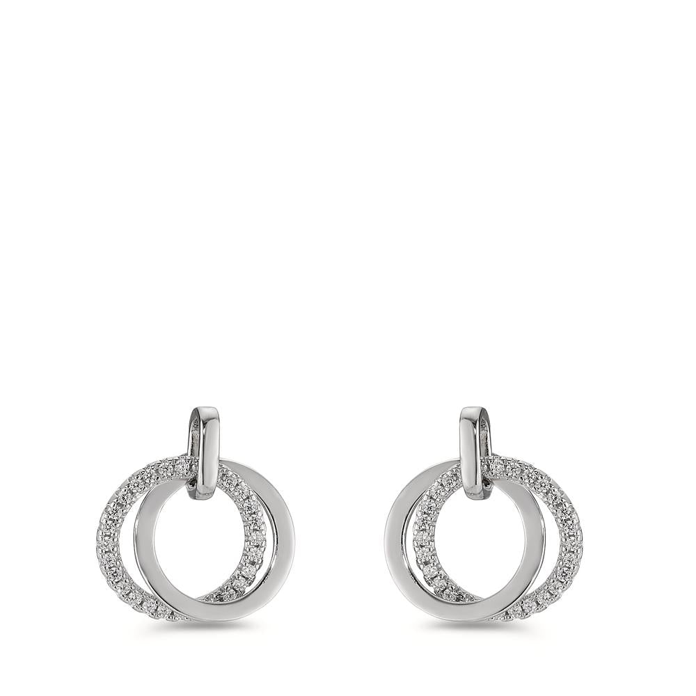 Drop Earrings Silver Zirconia Rhodium plated Ø10 mm