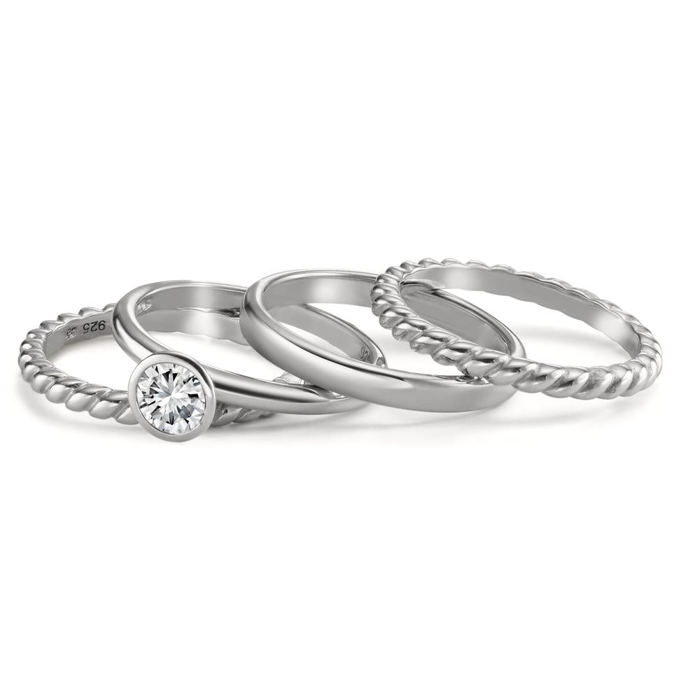 Stacking ring Silver Zirconia Rhodium plated Ø6 mm