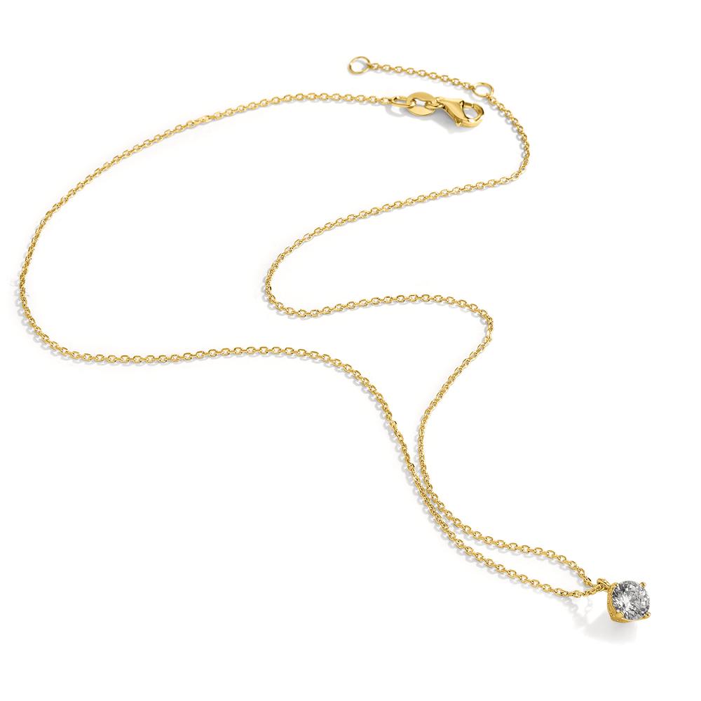 Necklace Silver Zirconia Yellow Gold plated 40-42 cm Ø6 mm