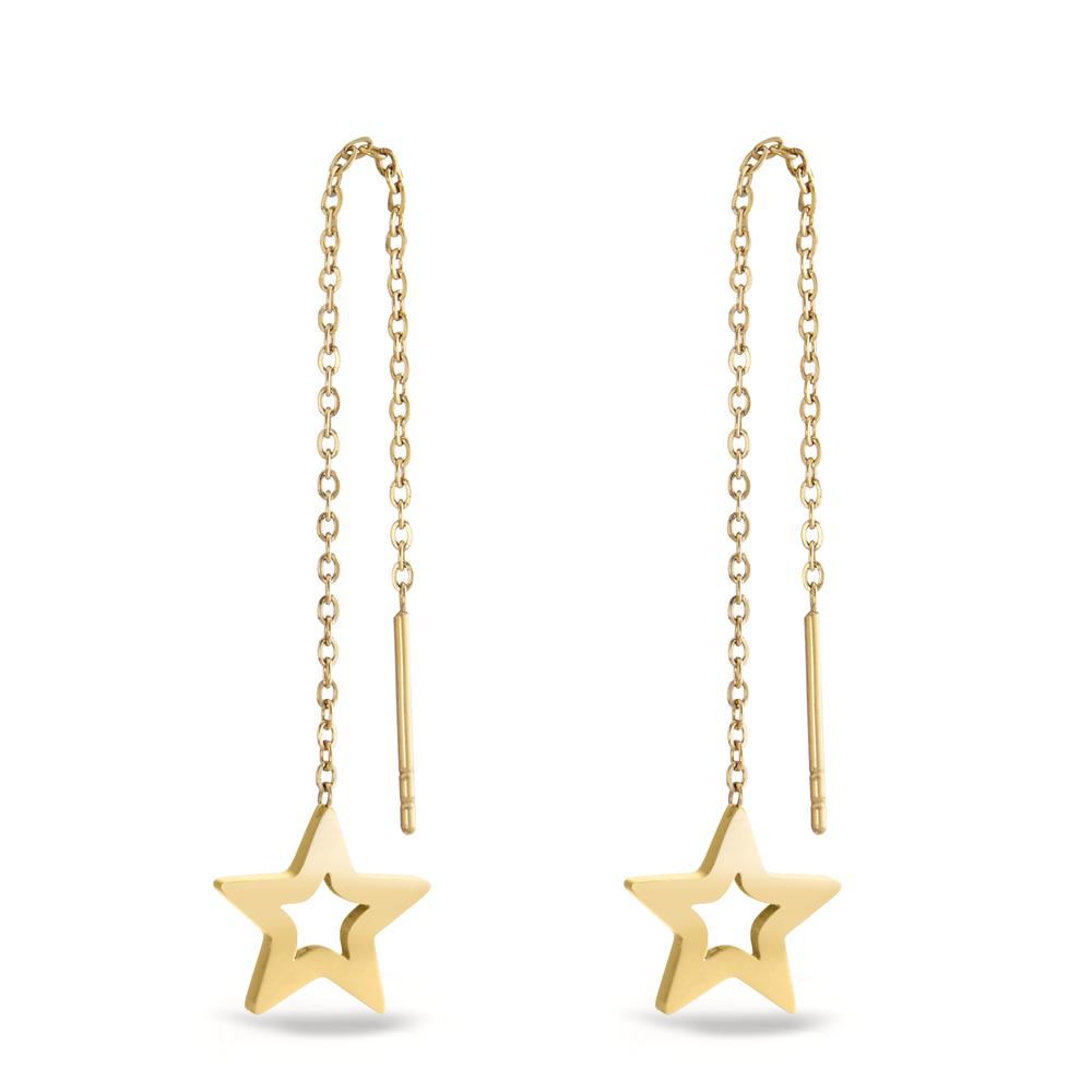 Threader Earrings Stainless steel Yellow IP coated Star Ø10 mm