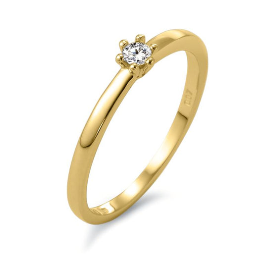 Anello solitario Oro giallo 750/18 carati Diamante bianco, 0.07 ct, [Brillant], w-si