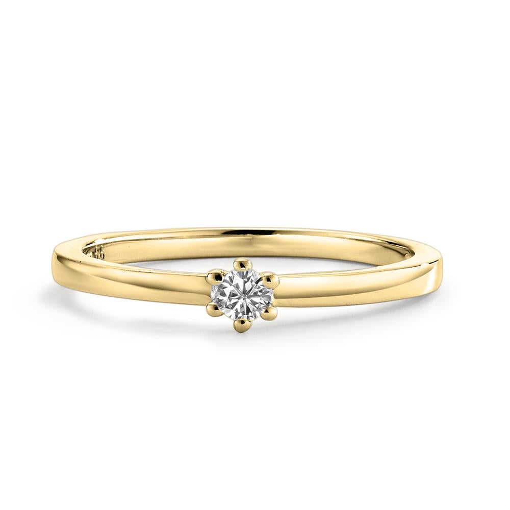 Bague solitaire Or jaune 18K Diamant blanc, 0.07 ct, brillant, w-si