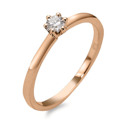 Bague solitaire Or rouge 18K Diamant 0.15 ct, w-si