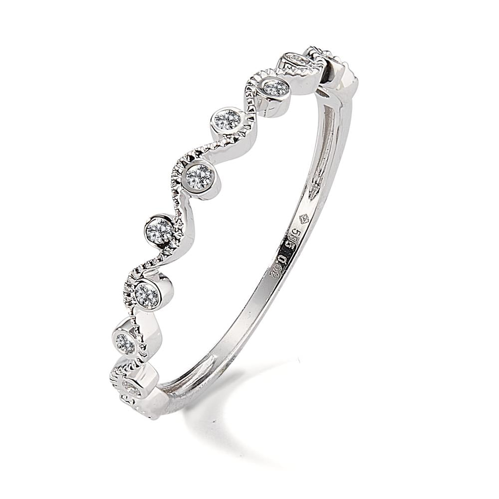 Fingerring 585/14 K Weissgold Diamant 0.08 ct, 11 Steine, w-si