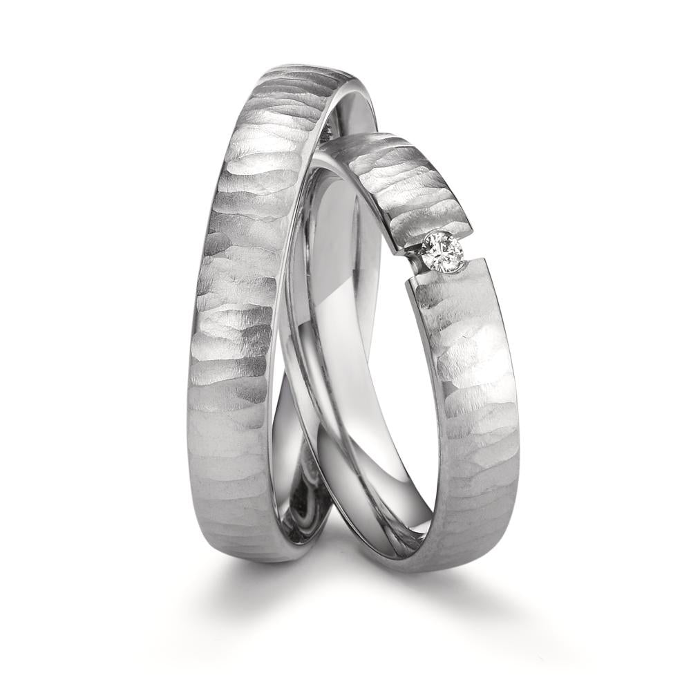 Partnerring Edelstahl Diamant 0.03 ct, w-si