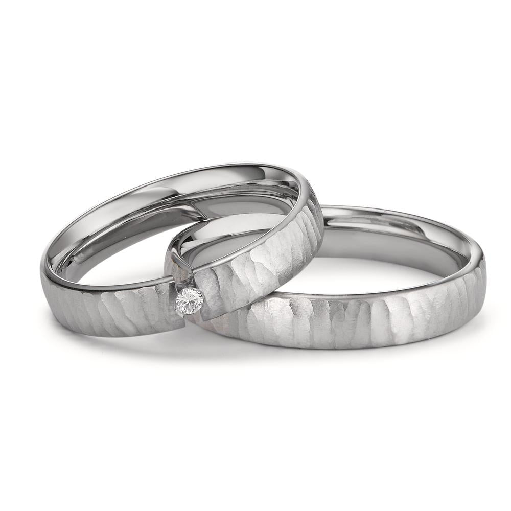 Partnerring Edelstahl Diamant 0.03 ct, w-si