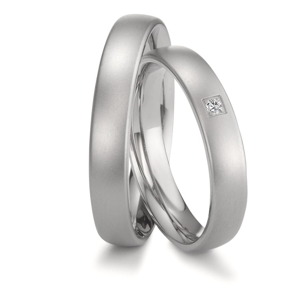 Partnerring Edelstahl Diamant 0.02 ct, w-si