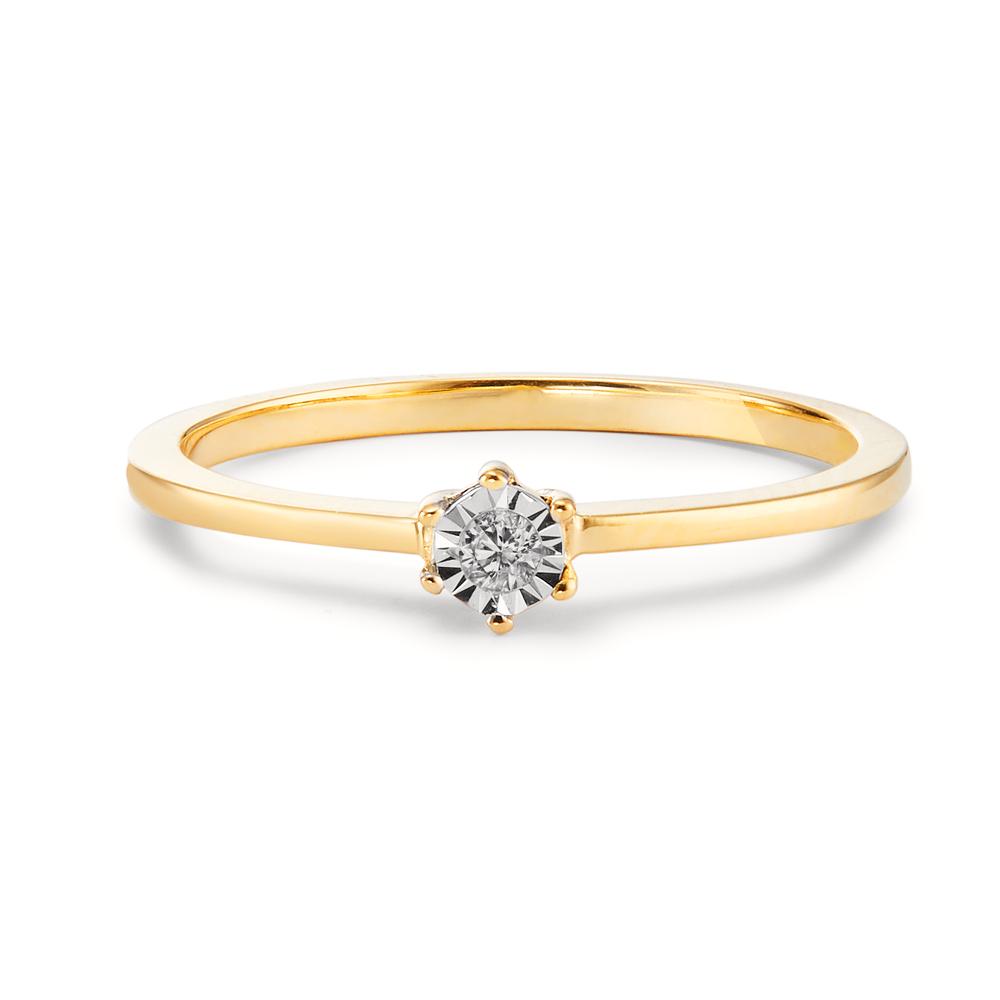 Solitär Ring 750/18 K Gelbgold Diamant 0.03 ct, w-si bicolor