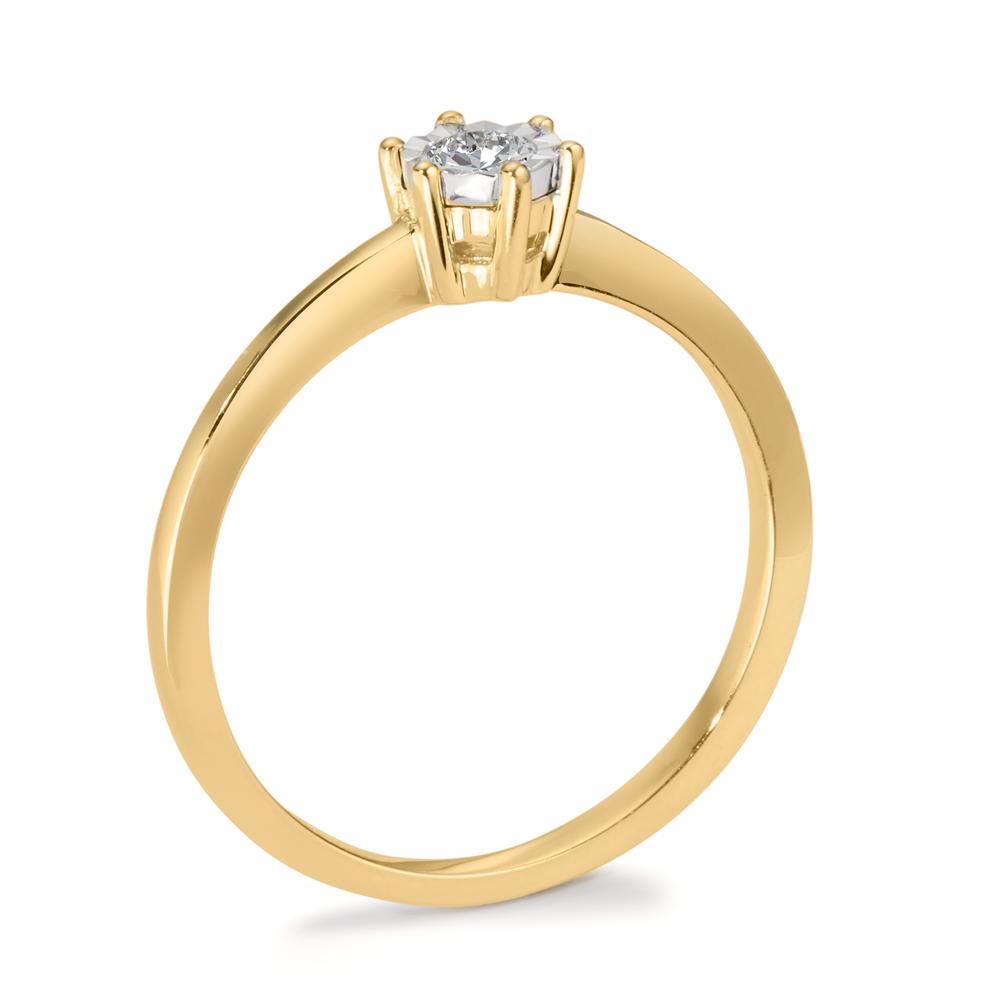 Solitär Ring 750/18 K Gelbgold Diamant 0.10 ct, w-si bicolor