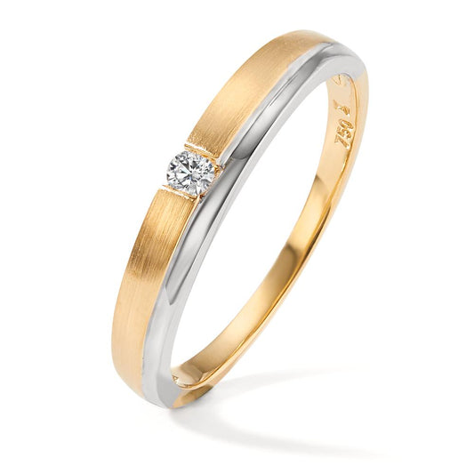 Fingerring 750/18 K Weissgold, 750/18 K Gelbgold Diamant 0.05 ct, w-si