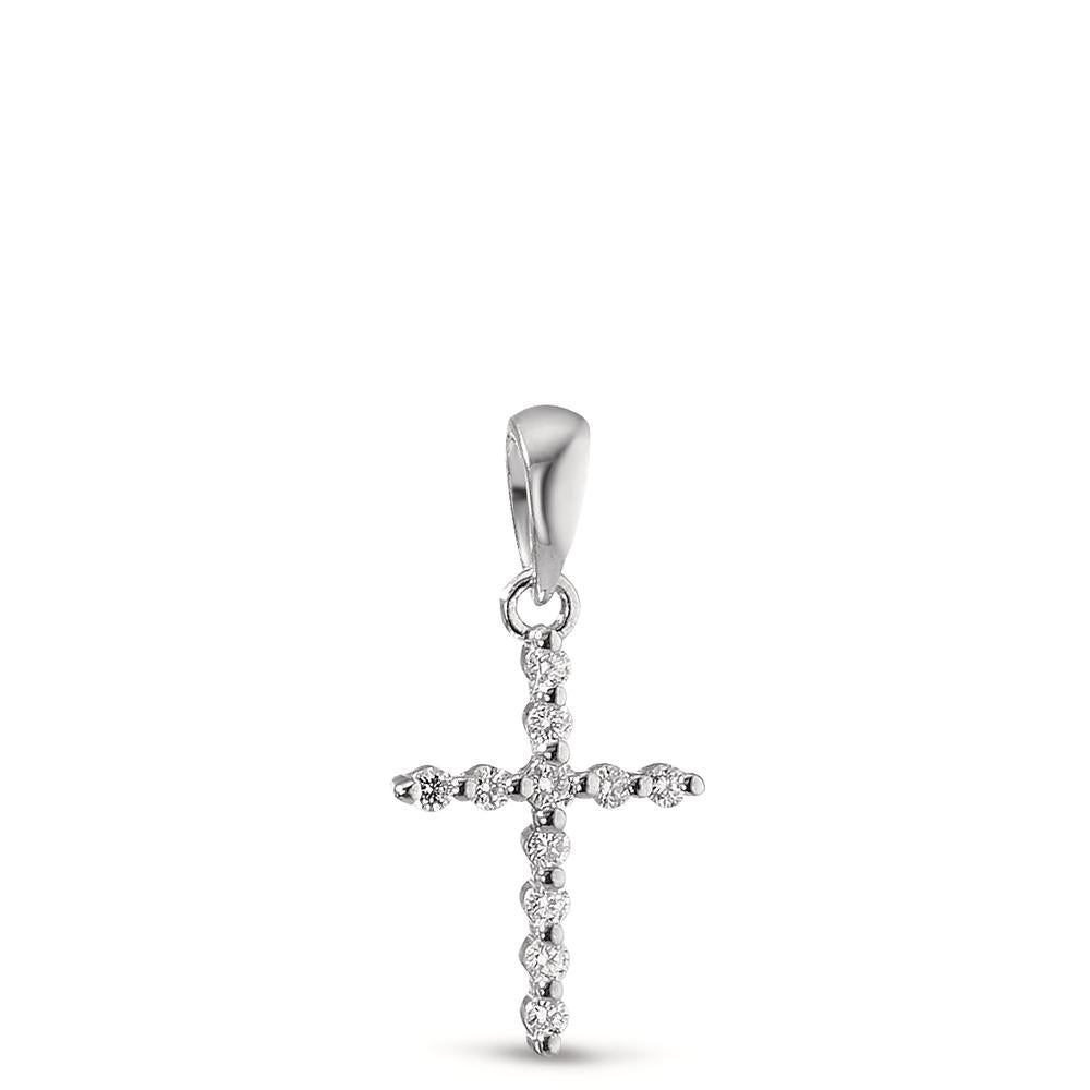 Anhänger 750/18 K Weissgold Diamant 0.05 ct, 11 Steine, w-si Kreuz