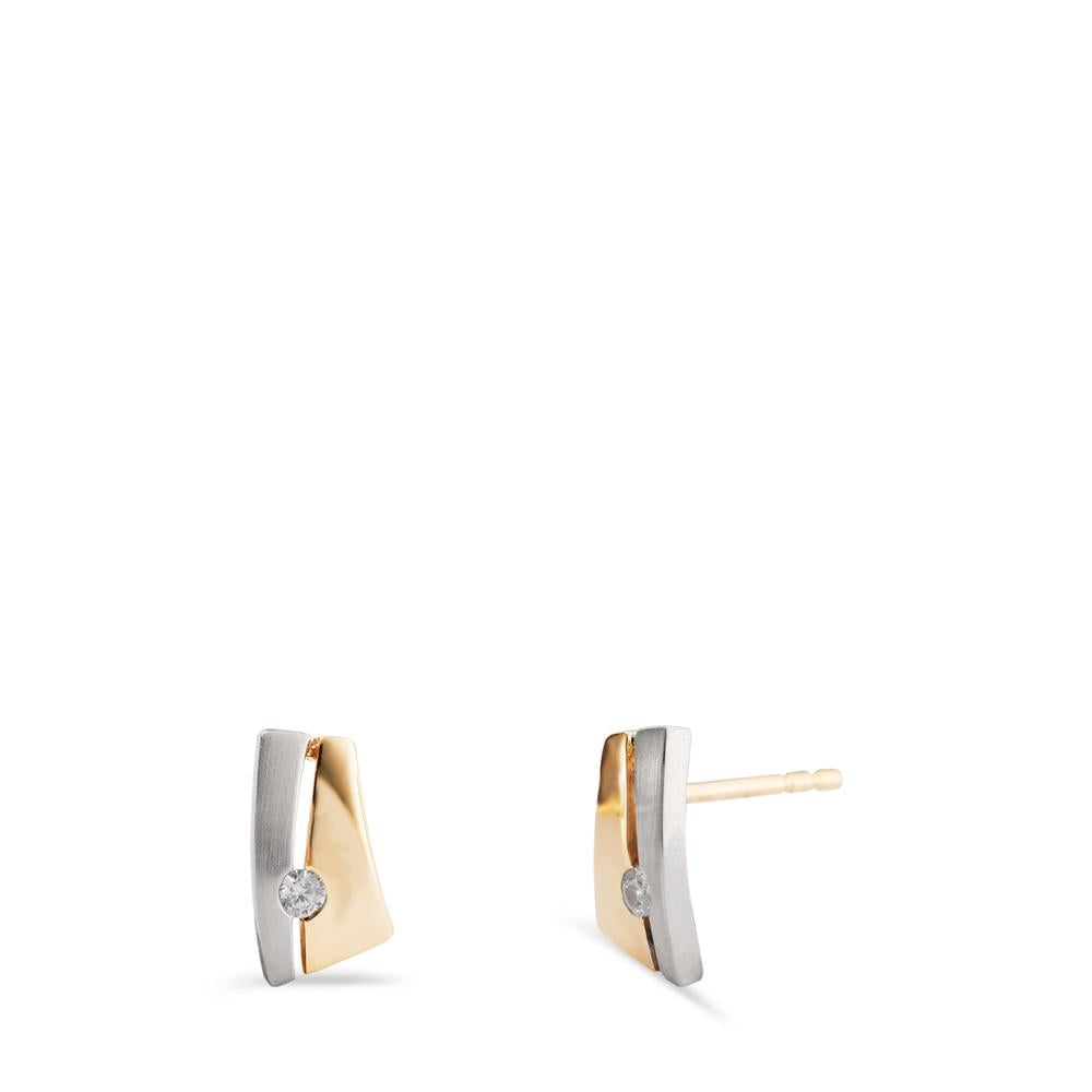 Pendientes Oro amarillo de 375/9K, Oro blanco de 375/9 quilates Circonita 2 piedras