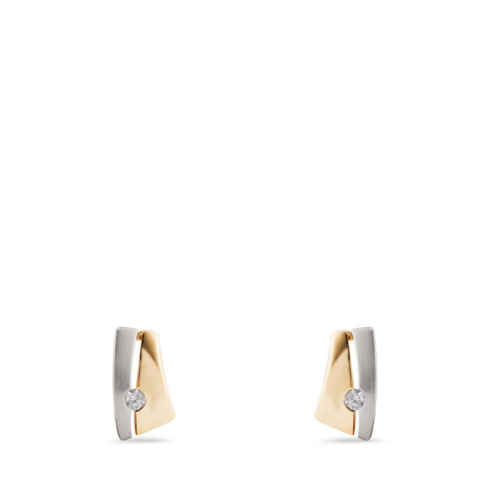 Pendientes Oro amarillo de 375/9K, Oro blanco de 375/9 quilates Circonita 2 piedras