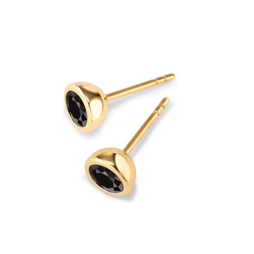 Ohrstecker Joy Gold mit Zirkonia Ultra Black, Ø7mm