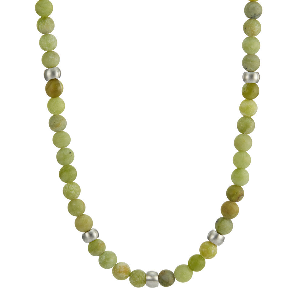 Halskette ERA aus natürlichen Jade Perlen mit Edelstahl, Ø6.5 mm