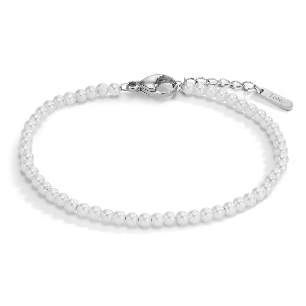 Bracciale Acciaio inossidabile Perla di conchiglia 17.5-19.5 cm Ø3 mm