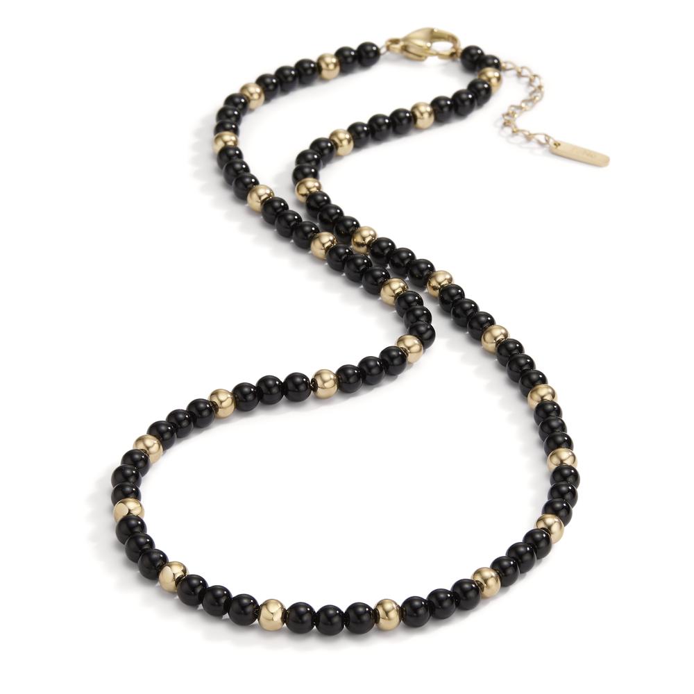 Collier Acier inoxydable Agate noir jaune PVD 42-45 cm Ø4 mm