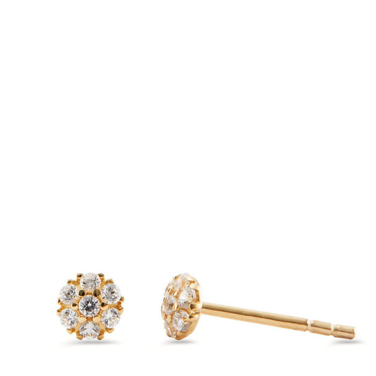 Clous d'oreilles Or jaune 14K Zircone 14 Pierres Ø4 mm