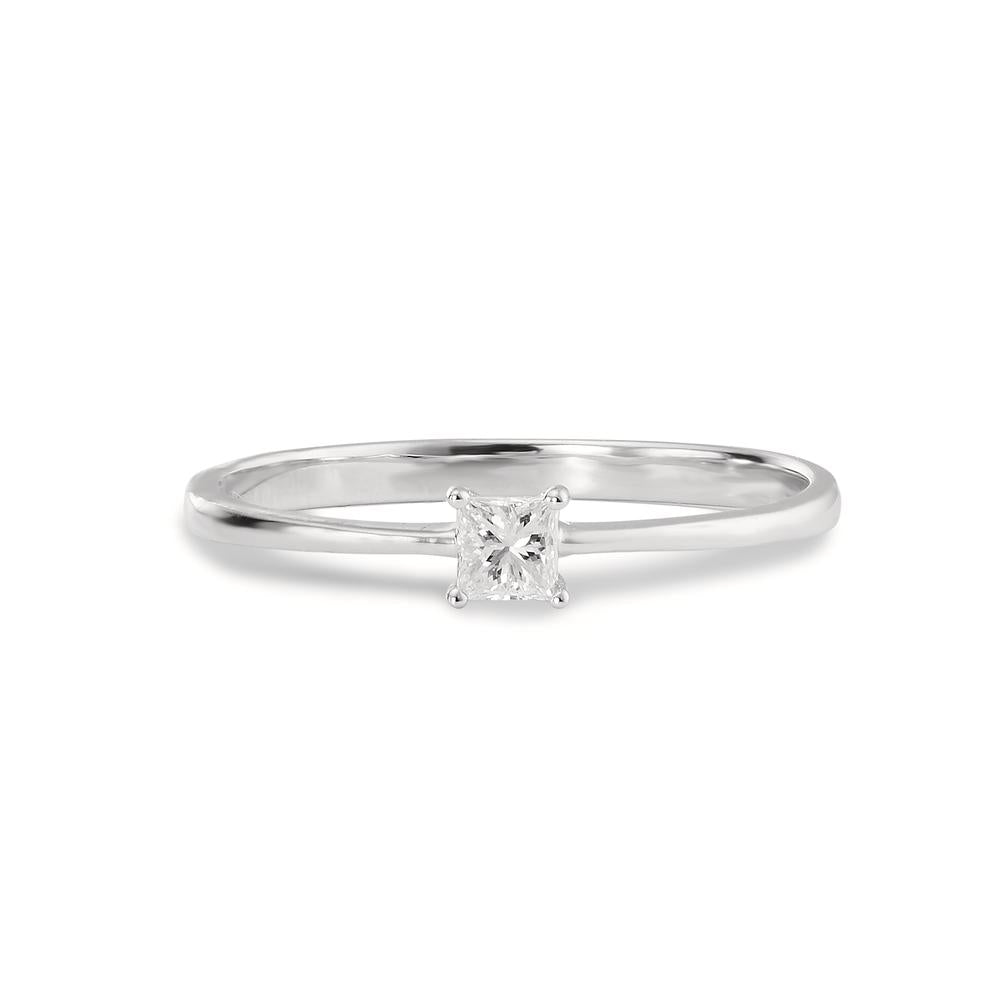 Fingerring 585/14 K Weissgold Diamant 0.15 ct, Carrée, w-si