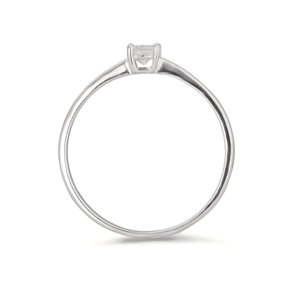 Fingerring 585/14 K Weissgold Diamant 0.15 ct, Carrée, w-si